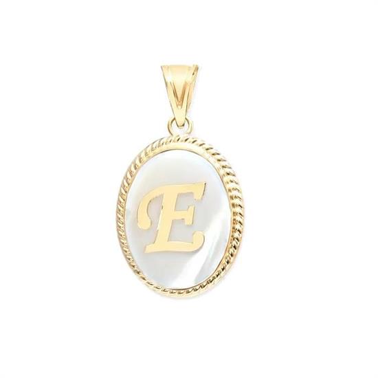 E Harfi Sedefli 14 Ayar Altın Kolye Ucu