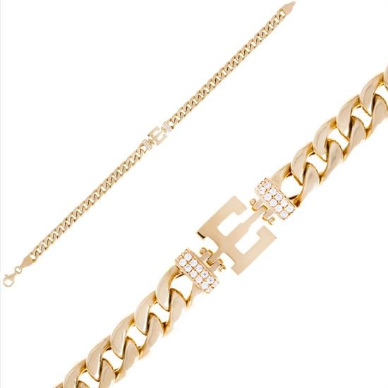 E Harfli 14 Ayar Altın Bileklik