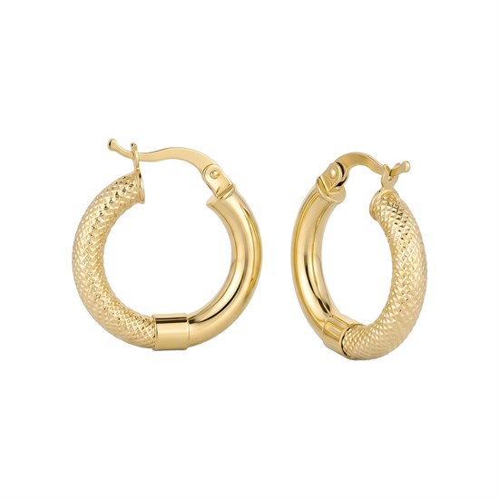 Dokulu Halka Küpe 14 Ayar Altın