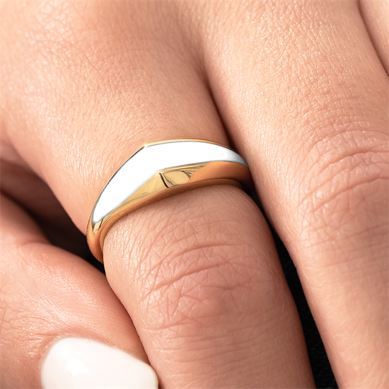 Cetaş Beyaz Mineli 14 Ayar Altın Yüzük