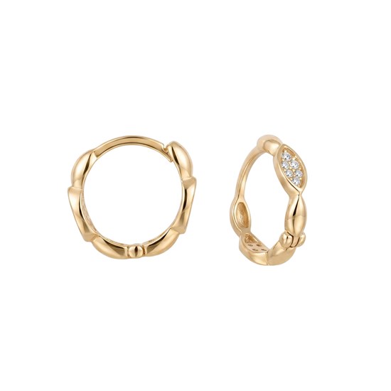 Oval Taşlı Halka Küpe 14 Ayar Altın