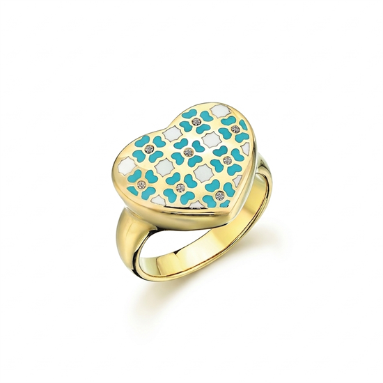 Cetaş Eterna Mineli Taşlı Kalp 14 Ayar Altın Yüzük