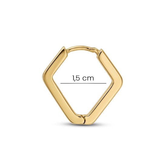 Dörtgen Geometrik Model Halka Küpe 14 Ayar Altın