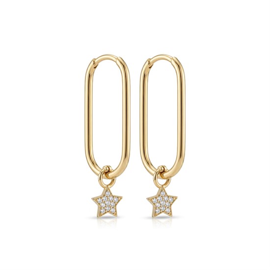 Yıldız Sallantılı 14 Ayar Altın Küpe 3,5 cm