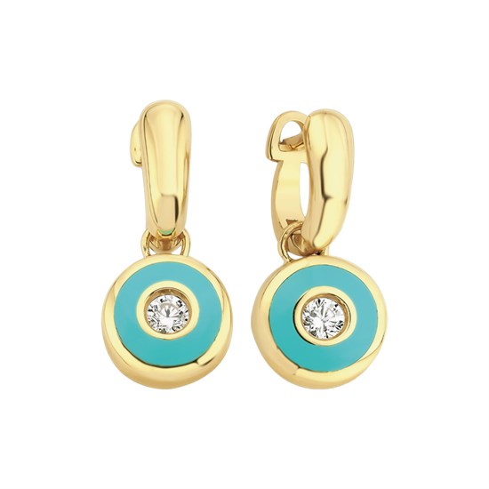 Cetaş Minima Altın Küpe Turkuaz Mineli 14 Ayar