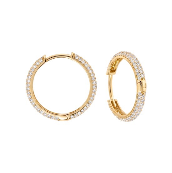 Spor Taşlı 14 Ayar Altın Halka Küpe 2 Cm