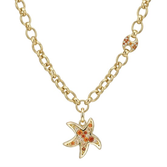 Cetaş Love & Heart Renkli Taşlı 14 Ayar Altın Kolye