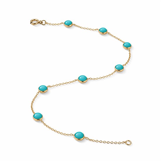 Firuze Taşlı Minimal 14 Ayar Altın Bileklik