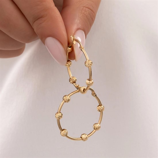 Dorika Toplu 14 Ayar Altın Halka Küpe