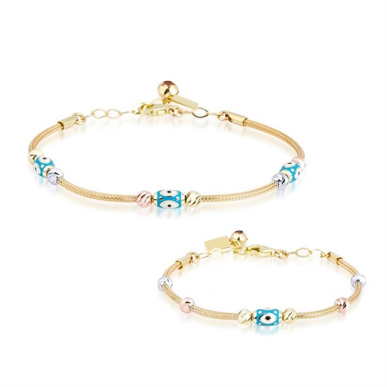 Ema Anne Çocuk Nazar Boncuklu İkili Set Altın Bileklik