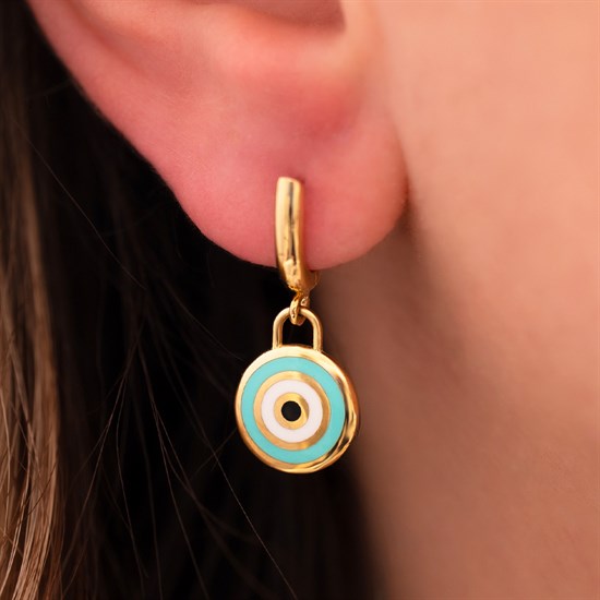 Cetaş Bir Dilek Tut Nazar Mineli 14 Ayar Altın Küpe