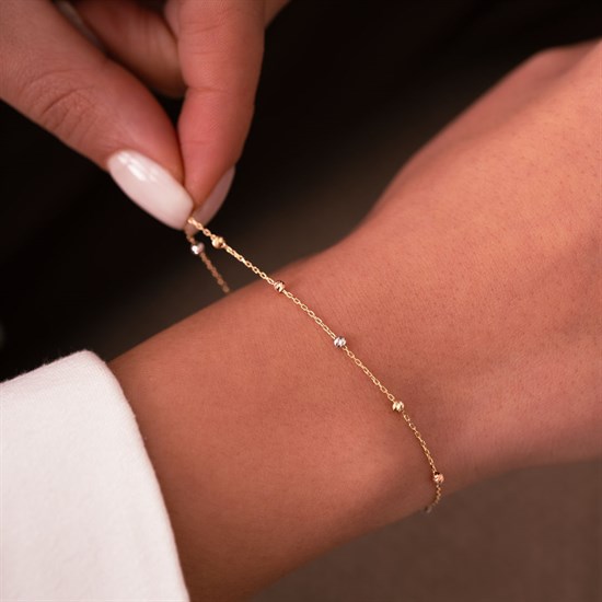 Üç Renkli Dorika Bileklik 14 Ayar Altın