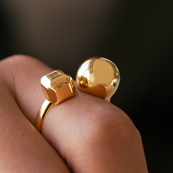 Cetaş Eterna Top ve Küp 14 Ayar Altın Yüzük