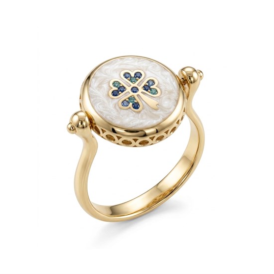 Cetaş Çift Taraflı Yonca 14 Ayar Altın Yüzük