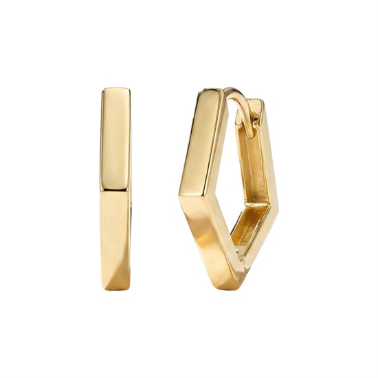 Dörtgen Geometrik Model Halka Küpe 14 Ayar Altın