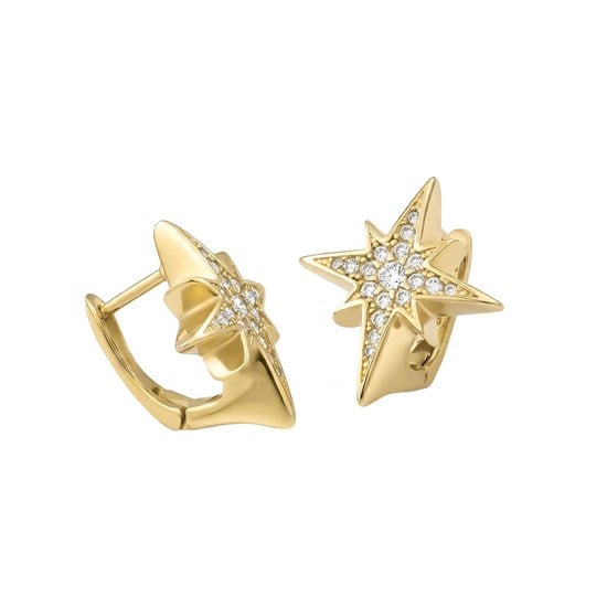 Cetaş Taşlı Kuzey Yıldızı 14 Ayar Altın Küpe