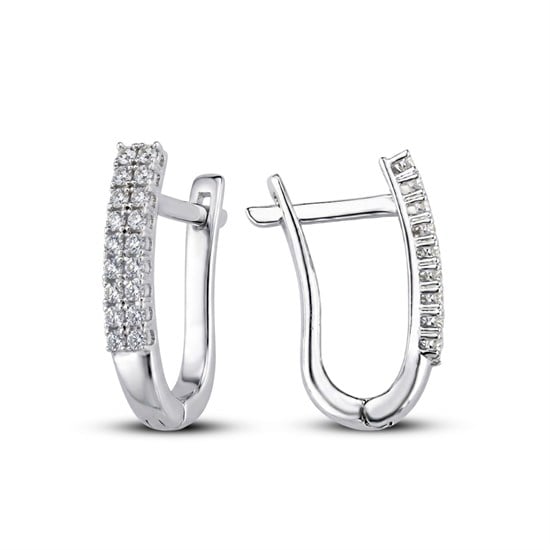 Taşlı Küpe 14 Ayar Beyaz Altın