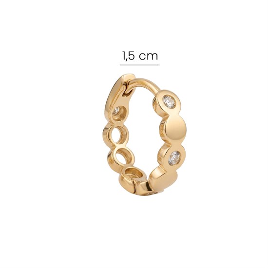 Taşlı Halka Küpe 14 Ayar Altın