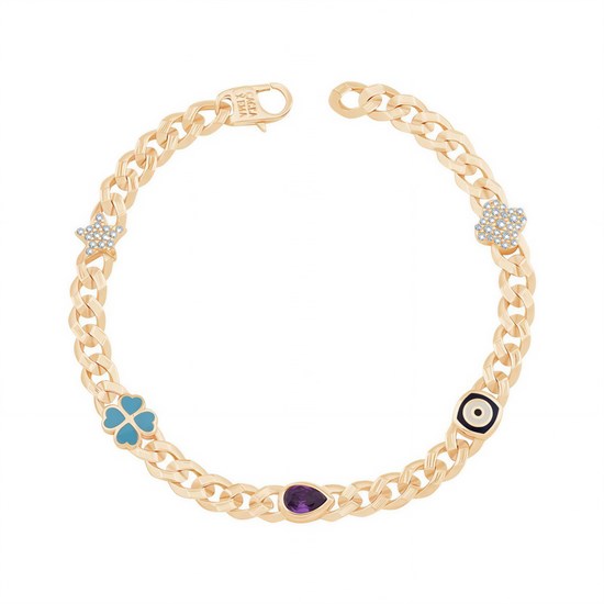 Anne Çocuk Yonca Gurmet Altın Bileklik