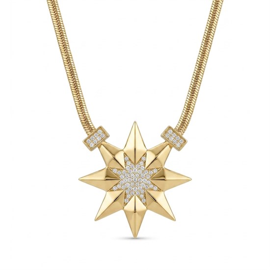 Yıldız Ve Güneş Balıksırtı 14 Ayar Altın Kolye