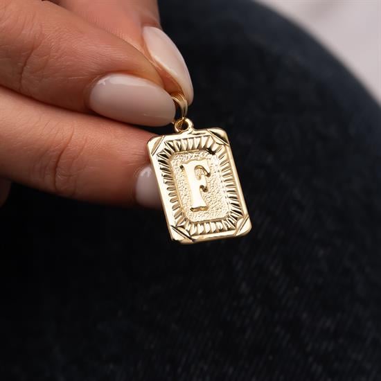 F Harfi 14 Ayar Altın Kolye Ucu