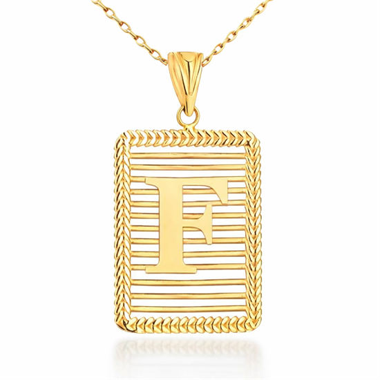 F Harfi Izgara Model 14 Ayar Kolye Ucu