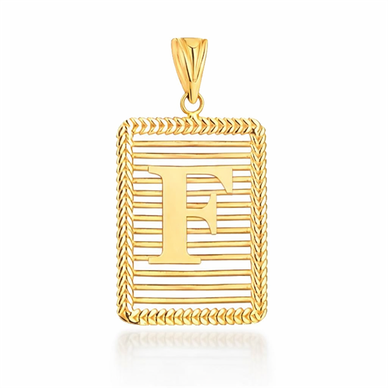 F Harfi Izgara Model 14 Ayar Kolye Ucu