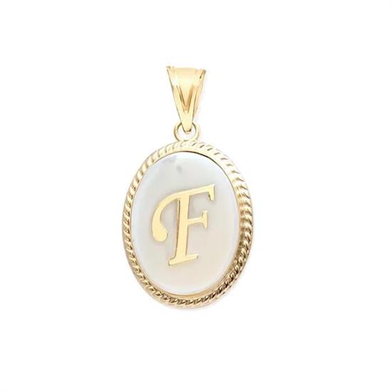 F Harfi Sedefli 14 Ayar Altın Kolye Ucu