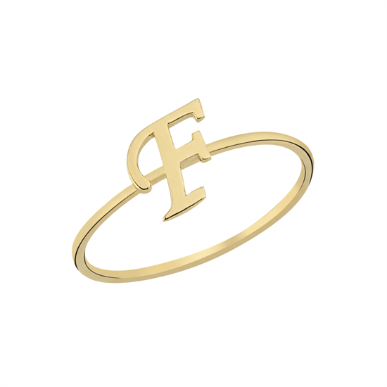 F Harfi Yüzük 14 Ayar Altın
