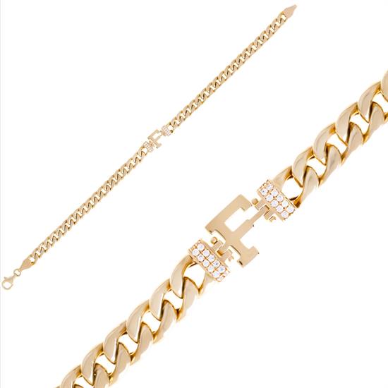 F Harfli 14 Ayar Altın Bileklik