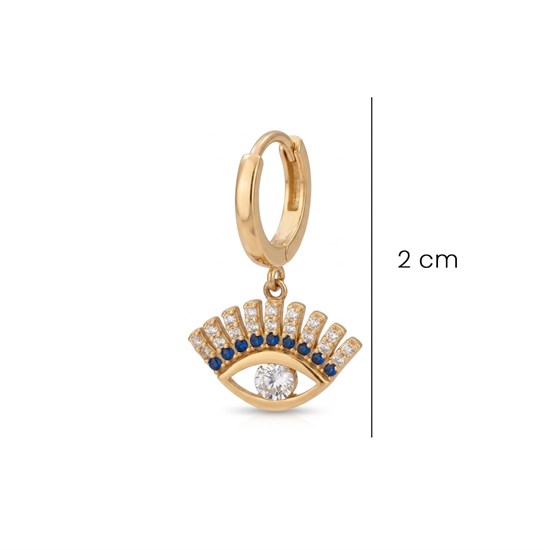 Sallantılı Taşlı Göz Küpe 14 Ayar Altın