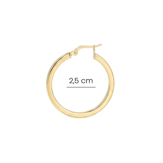 Klasik Taşsız Halka Küpe 14 Ayar Altın