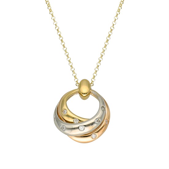 Cetaş Eterna Taşlı Üç Renk 14 Ayar Altın Kolye