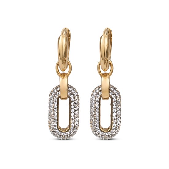 Sallantılı Taşlı 14 Ayar Altın Küpe