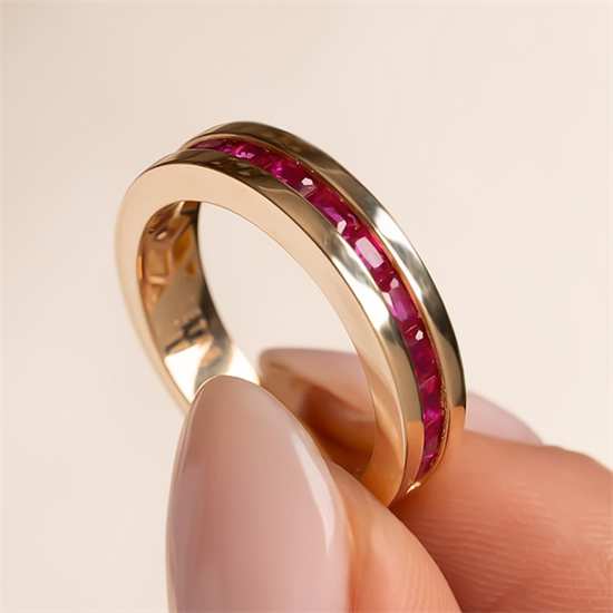 Cetaş Pembe Taşlı 14 Ayar Altın Yüzük