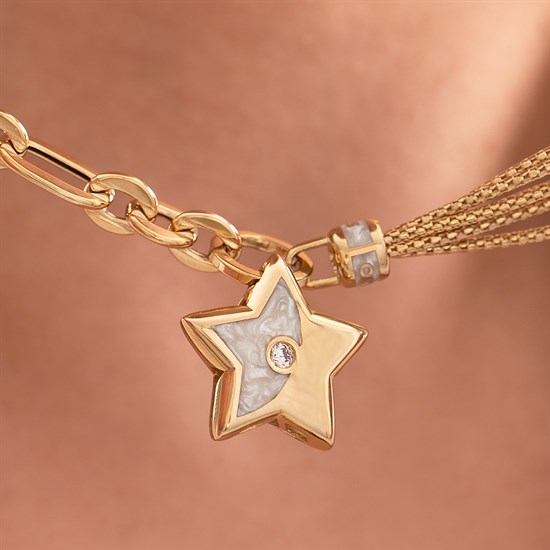 Cetaş Eterna Mineli Yıldız 14 Ayar Altın Kolye