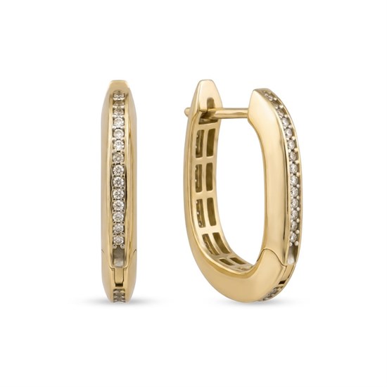 Minimal Kare Taş Detaylı 14 Ayar Altın Küpe