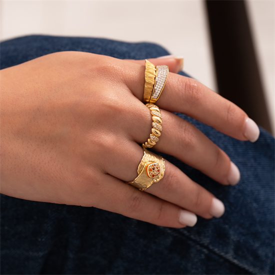 Cetaş Eterna Renkli Taşlı 14 Ayar Altın Yüzük