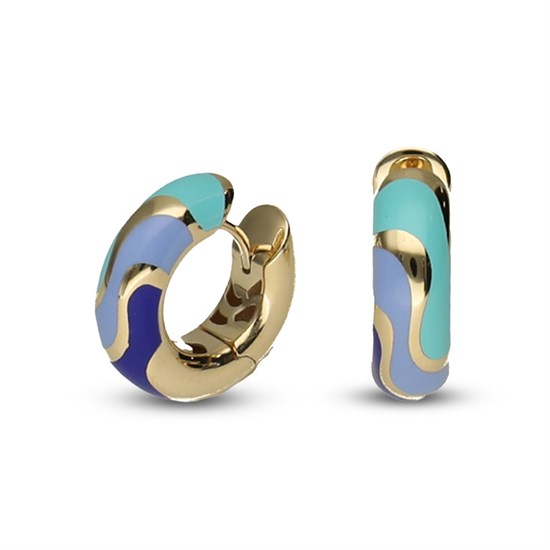 Cetaş Colore Mavi Mineli 14 Ayar Altın Küpe