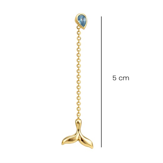 Sallantılı Balık Kuyruğu Tasarım Küpe 14 Ayar Altın