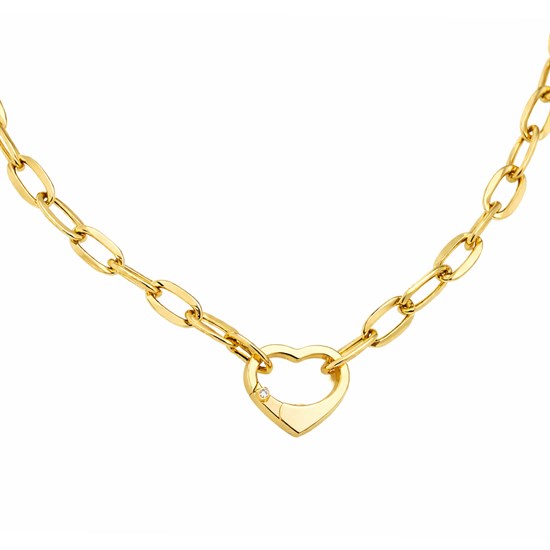 Cetaş Eterna Taşlı Kalp Model 14 Ayar Altın Kolye