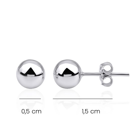 Düz Beyaz Top Küpe 14 Ayar Altın