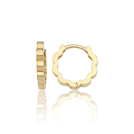 Çiçek Desen 14 Ayar Altın Halka Küpe