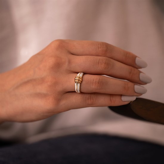 Cetaş Eterna Altın Yüzük Sarı-Rose Altın Sedef 14 Ayar