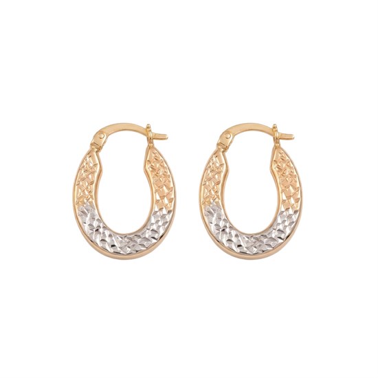 Üç Renkli Desenli Küpe 14 Ayar Altın