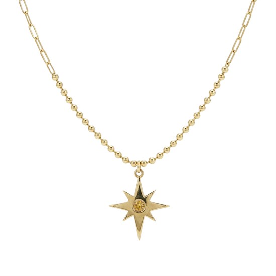 Cetaş Polaris Taşlı Kuzey Yıldızı 14 Ayar Altın Kolye