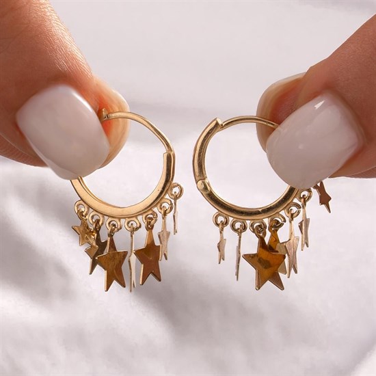 Yıldız Sallantılı 14 Ayar Altın Küpe