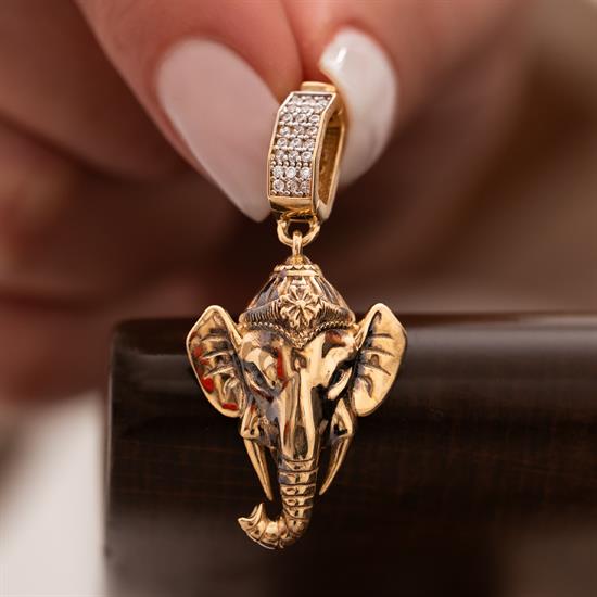 Fil Figürlü 14 Ayar Kolye Ucu