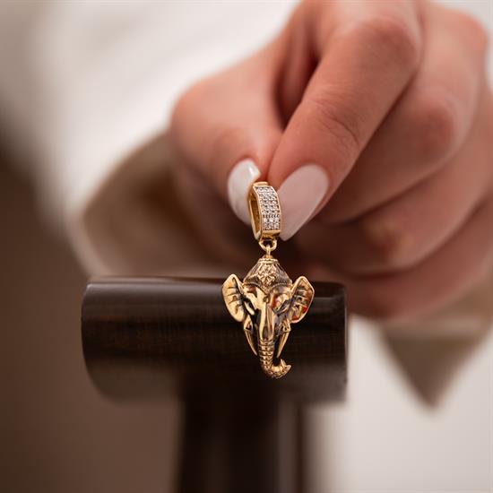 Fil Figürlü 14 Ayar Kolye Ucu