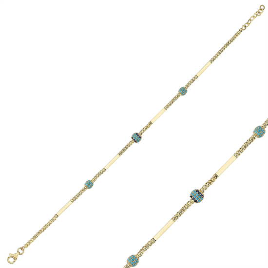 Firuze Taşlı 14 Ayar Altın Bileklik